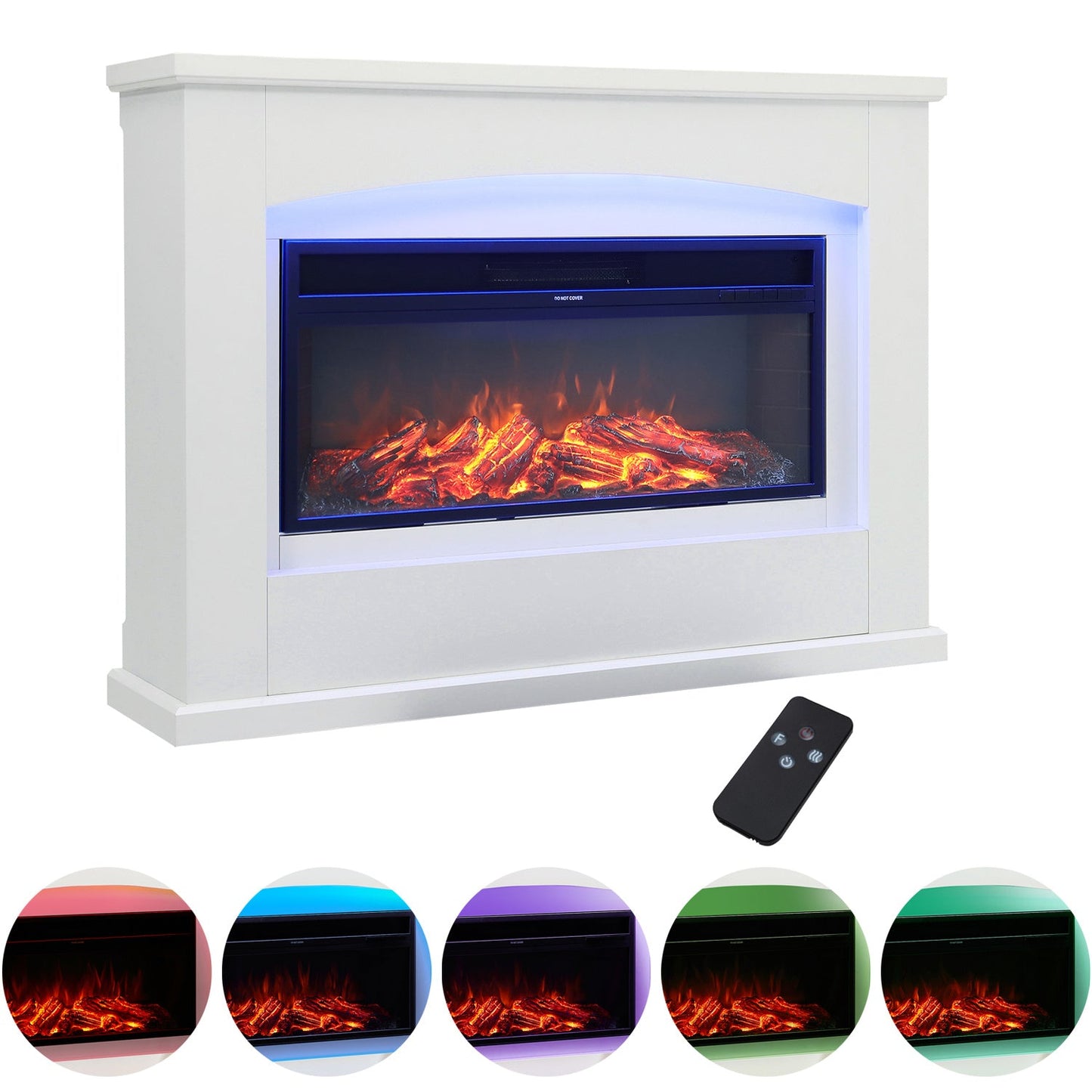 39/48 Inch W Electric Fireplace Suite 1800W with Ambient Light 1/7 LED Colours - House Comfort