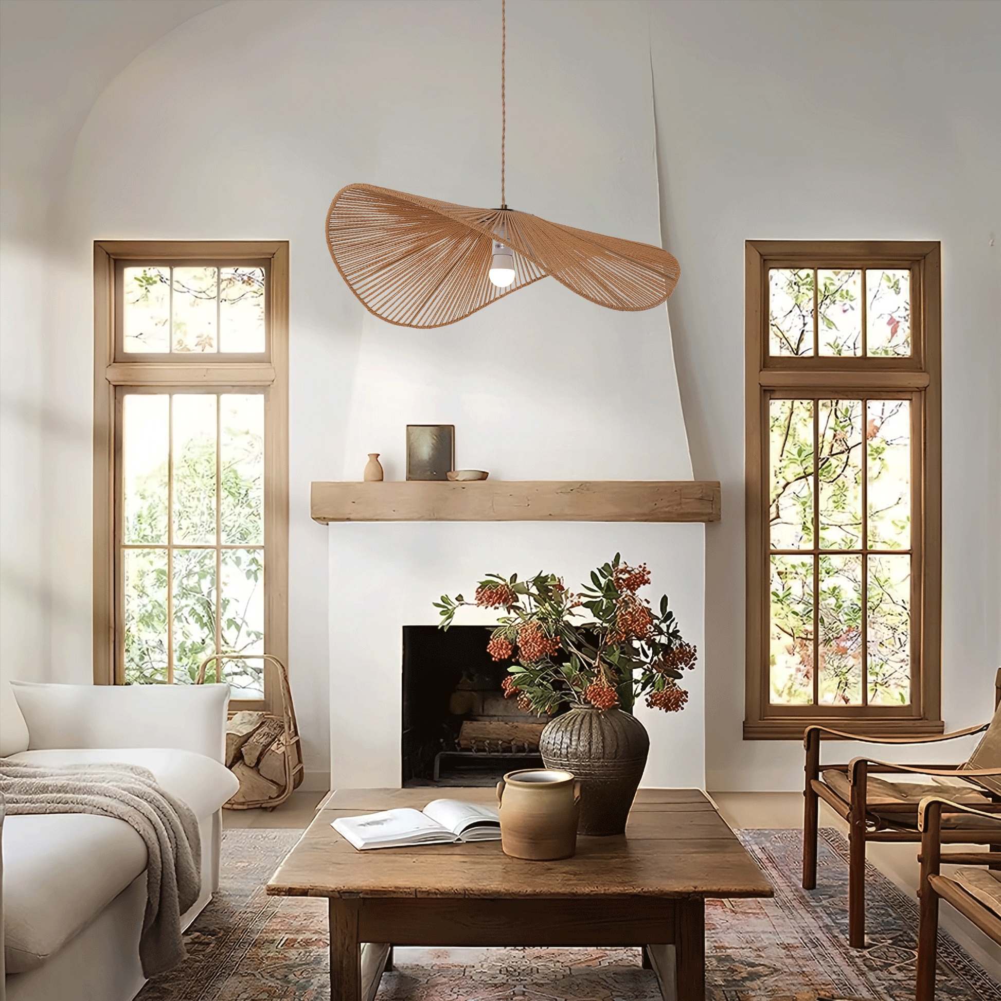 Lightsin Vintage Simple Creative Handwoven Hemp Rope Pendant Light Fixture Velora Boutique