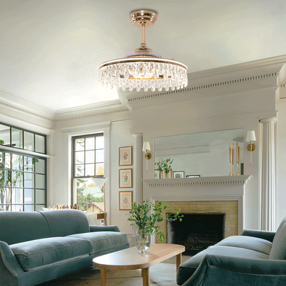 Lightsin 60cm Modern Gold Crystal Ceiling Fan with Light Velora Boutique