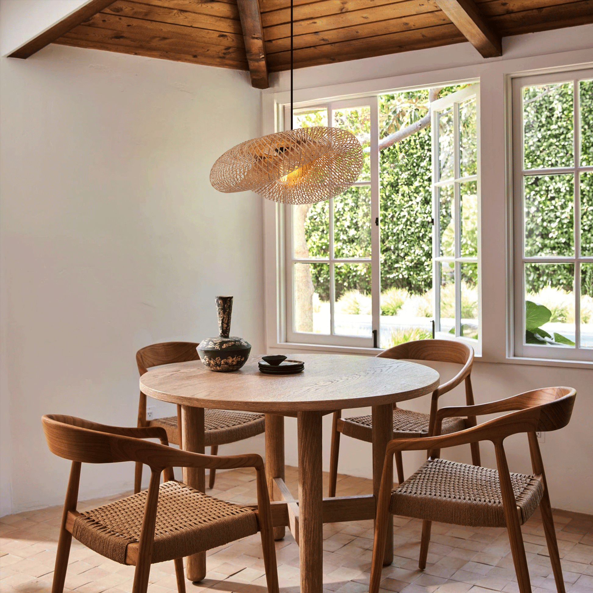 Lightsin Eco-Friendly Handmade Bamboo Pendant Light for Dining Room & Living Room Velora Boutique