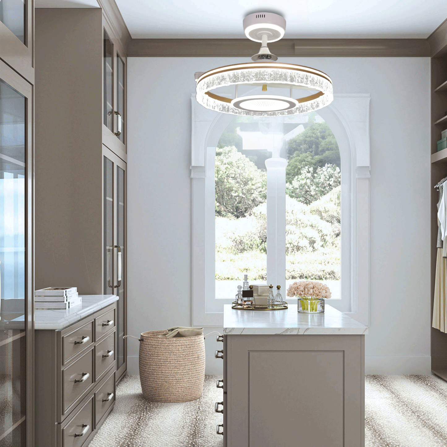 Lightsin Whisper Quiet Reversible Ceiling Fan with Light Acrylic and Metal Fan Ceiling Light Fixture Velora Boutique