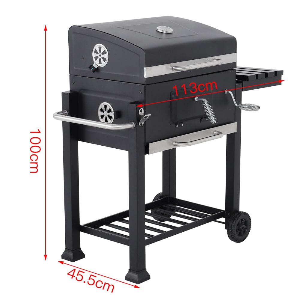 3ft Charcoal BBQ Grill Barrel with Side Table - House Comfort