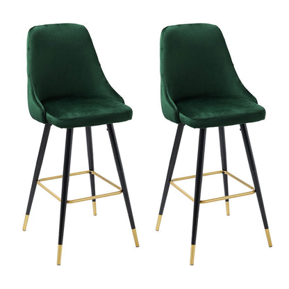 3ft Height Bar Stools with Footrest Set of 2 Velvet Padded - House Comfort