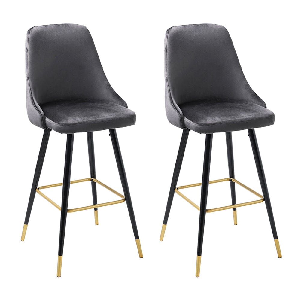 3ft Height Bar Stools with Footrest Set of 2 Velvet Padded - House Comfort