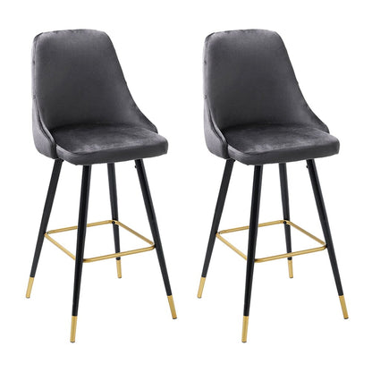3ft Height Bar Stools with Footrest Set of 2 Velvet Padded - House Comfort