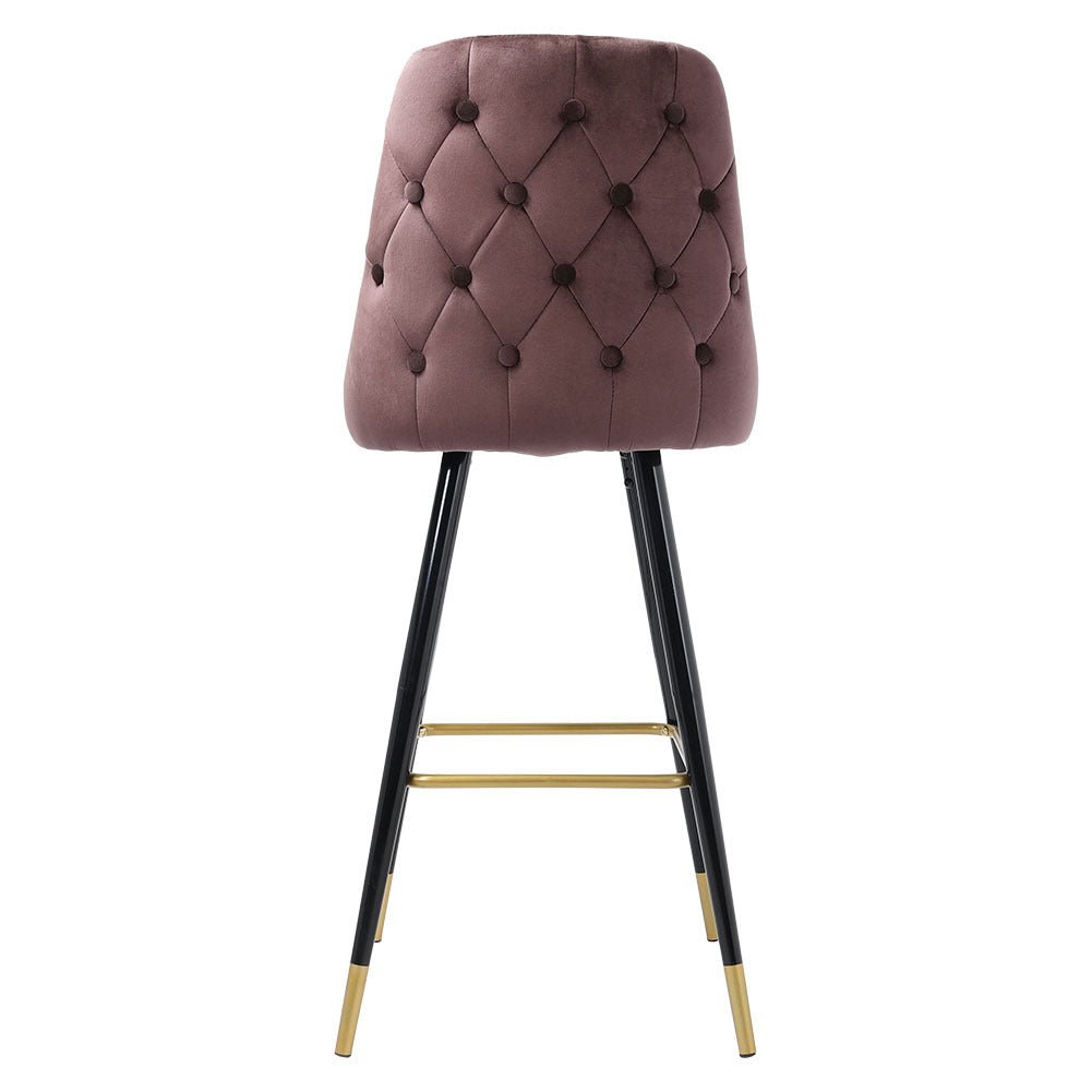 3ft Height Bar Stools with Footrest Set of 2 Velvet Padded - House Comfort