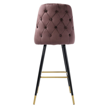 3ft Height Bar Stools with Footrest Set of 2 Velvet Padded - House Comfort