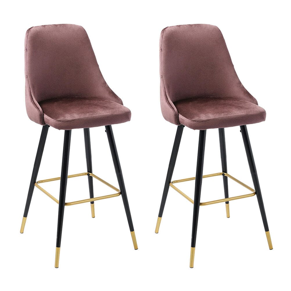 3ft Height Bar Stools with Footrest Set of 2 Velvet Padded - House Comfort