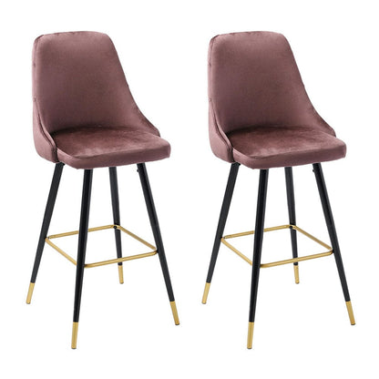 3ft Height Bar Stools with Footrest Set of 2 Velvet Padded - House Comfort
