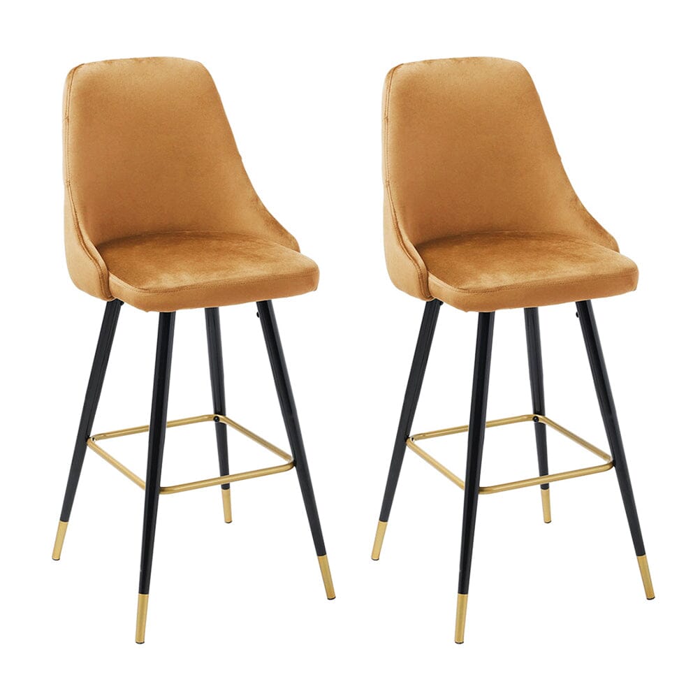 3ft Height Bar Stools with Footrest Set of 2 Velvet Padded - House Comfort