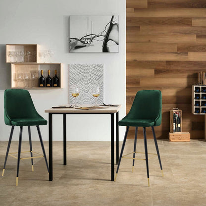 3ft Height Bar Stools with Footrest Set of 2 Velvet Padded - House Comfort