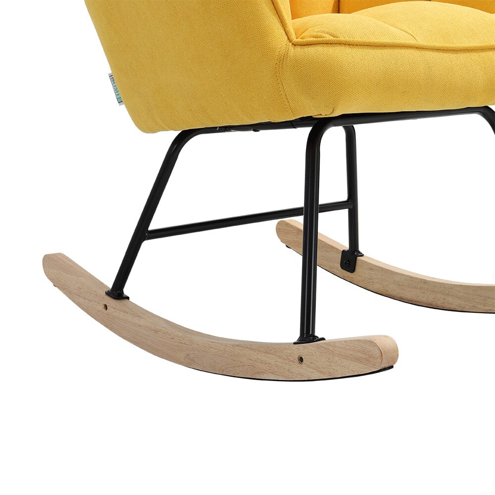 3ft Height Tufted Linen Upholstered Rocking Chair - House Comfort