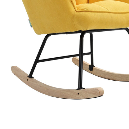 3ft Height Tufted Linen Upholstered Rocking Chair - House Comfort