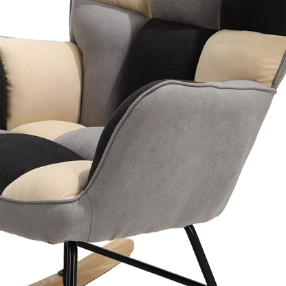 3ft Height Tufted Linen Upholstered Rocking Chair - House Comfort