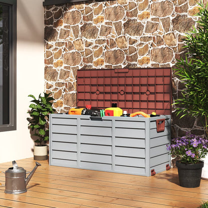3ft L Grey Garden Storage Chest Box with Brown/Black Cover - House Comfort