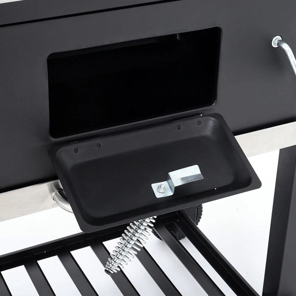 3ft Outdoor Carbon Steel BBQ Cooker BBQ Grill Side Shelves - House Comfort