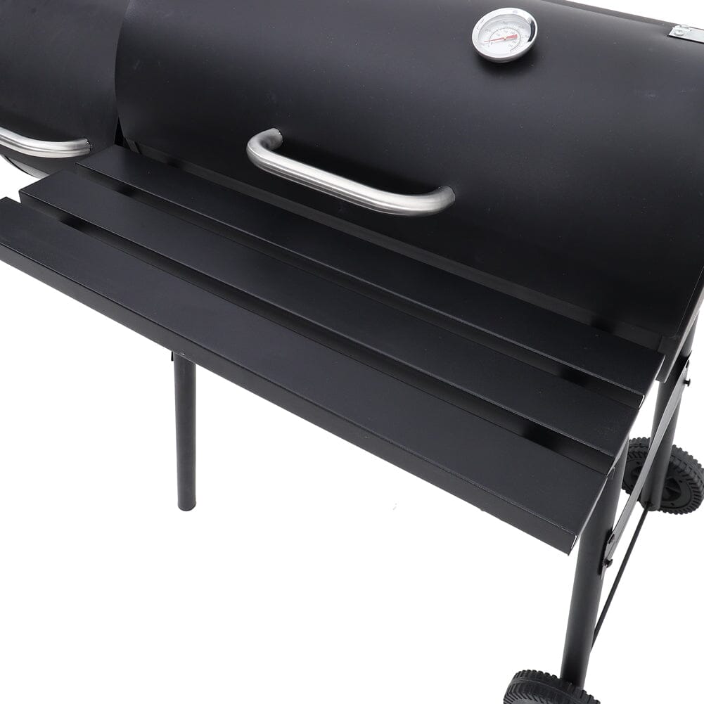 3ft Outdoor Charcoal BBQ Grill with Offset 2 - in - 1 Smoker and Wheels - House Comfort