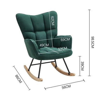 3ft Patchwork Upholstered Rocking Chair with Wooden Skates - House Comfort