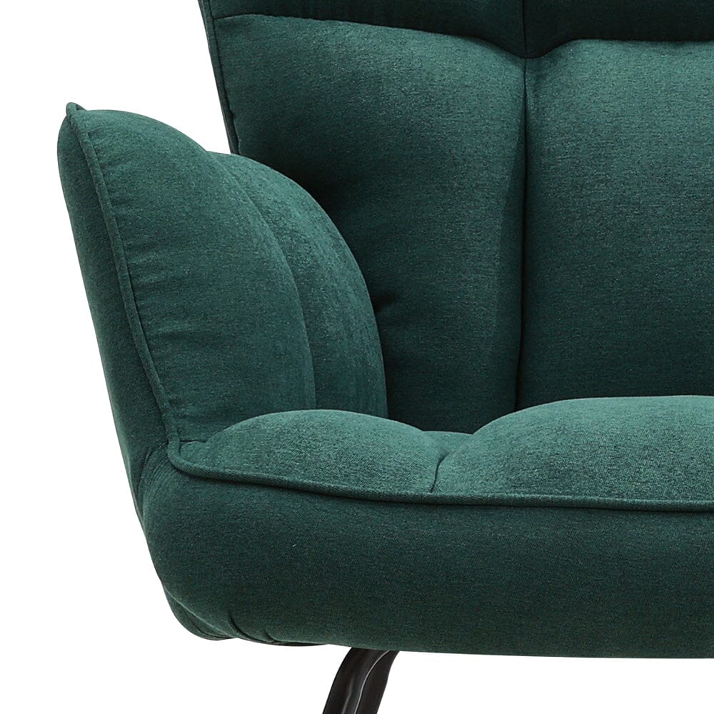 3ft Patchwork Upholstered Rocking Chair with Wooden Skates - House Comfort