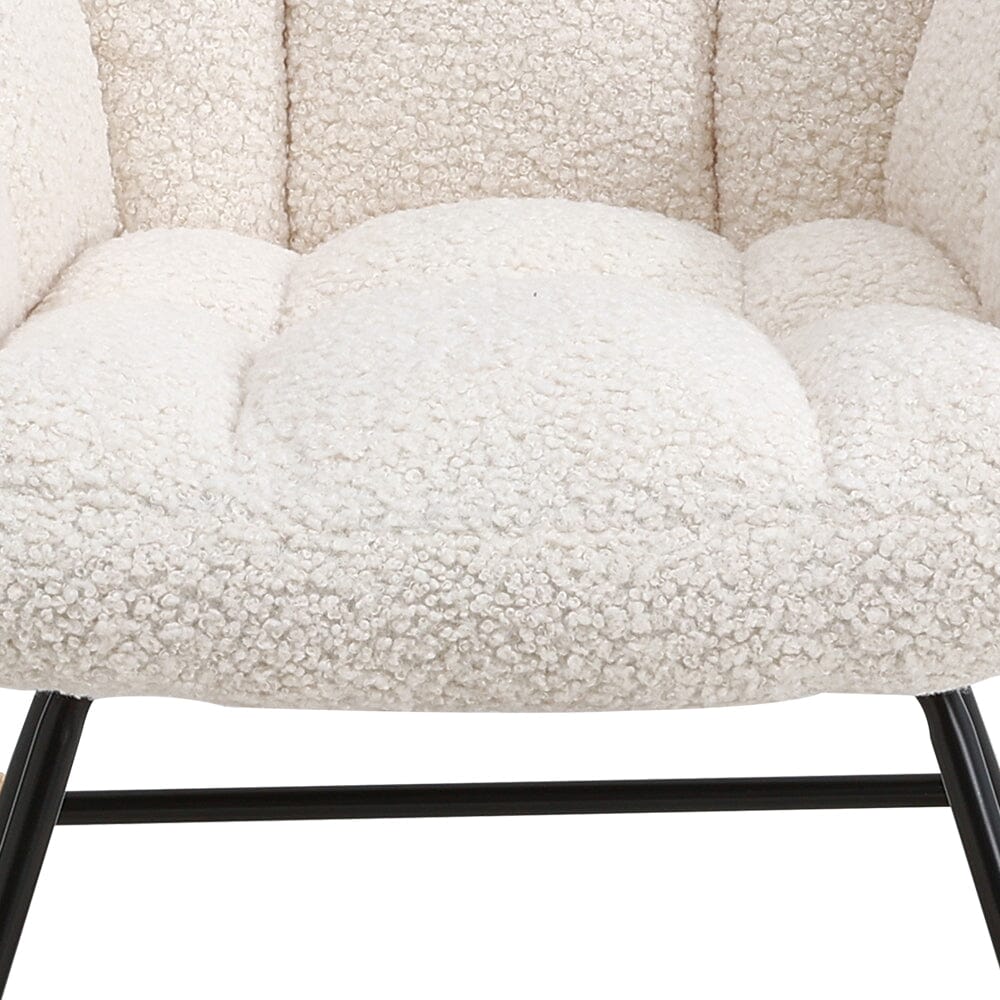 3ft Patchwork Upholstered Rocking Chair with Wooden Skates - House Comfort