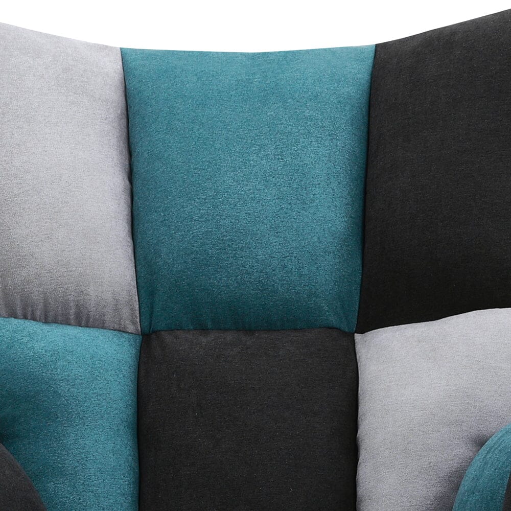 3ft Patchwork Upholstered Rocking Chair with Wooden Skates - House Comfort