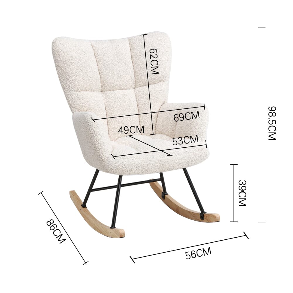 3ft Patchwork Upholstered Rocking Chair with Wooden Skates - House Comfort