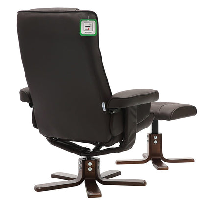 3ft Swivel Recliner Chair Armchair PU Leather with Footstool - House Comfort