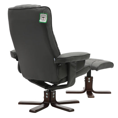 3ft Swivel Recliner Chair Armchair PU Leather with Footstool - House Comfort