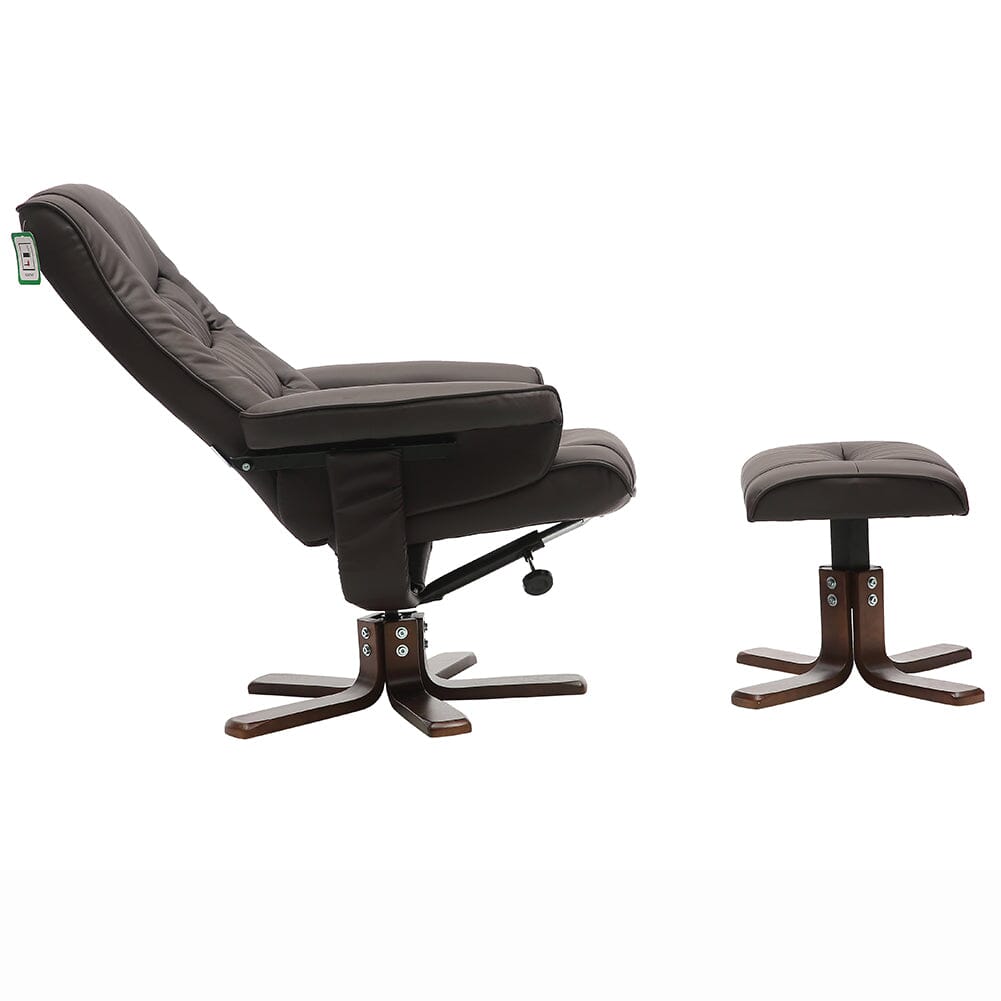 3ft Swivel Recliner Chair Armchair PU Leather with Footstool - House Comfort