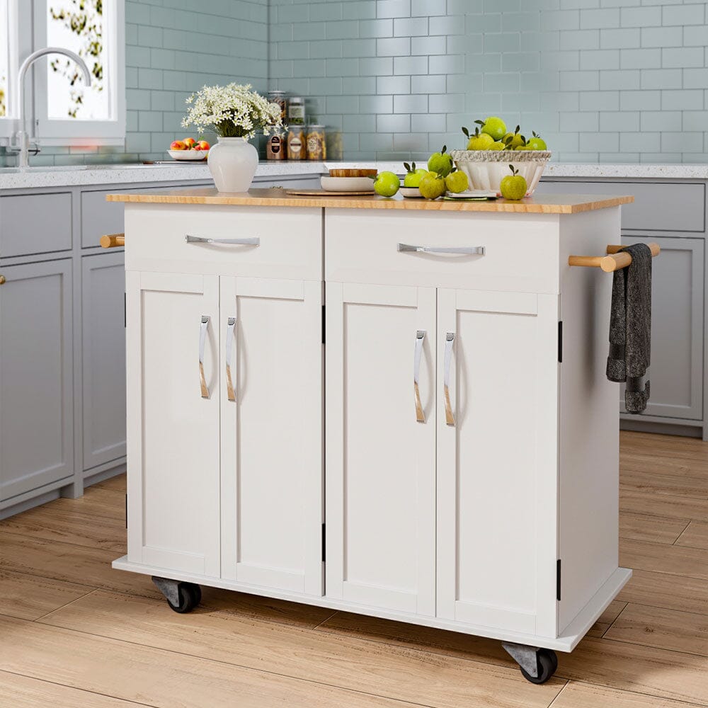 3ft Wooden Large Catering Trolley Cart Kitchen Cabinet with Drawer - House Comfort