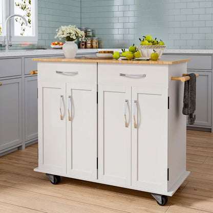 3ft Wooden Large Catering Trolley Cart Kitchen Cabinet with Drawer - House Comfort