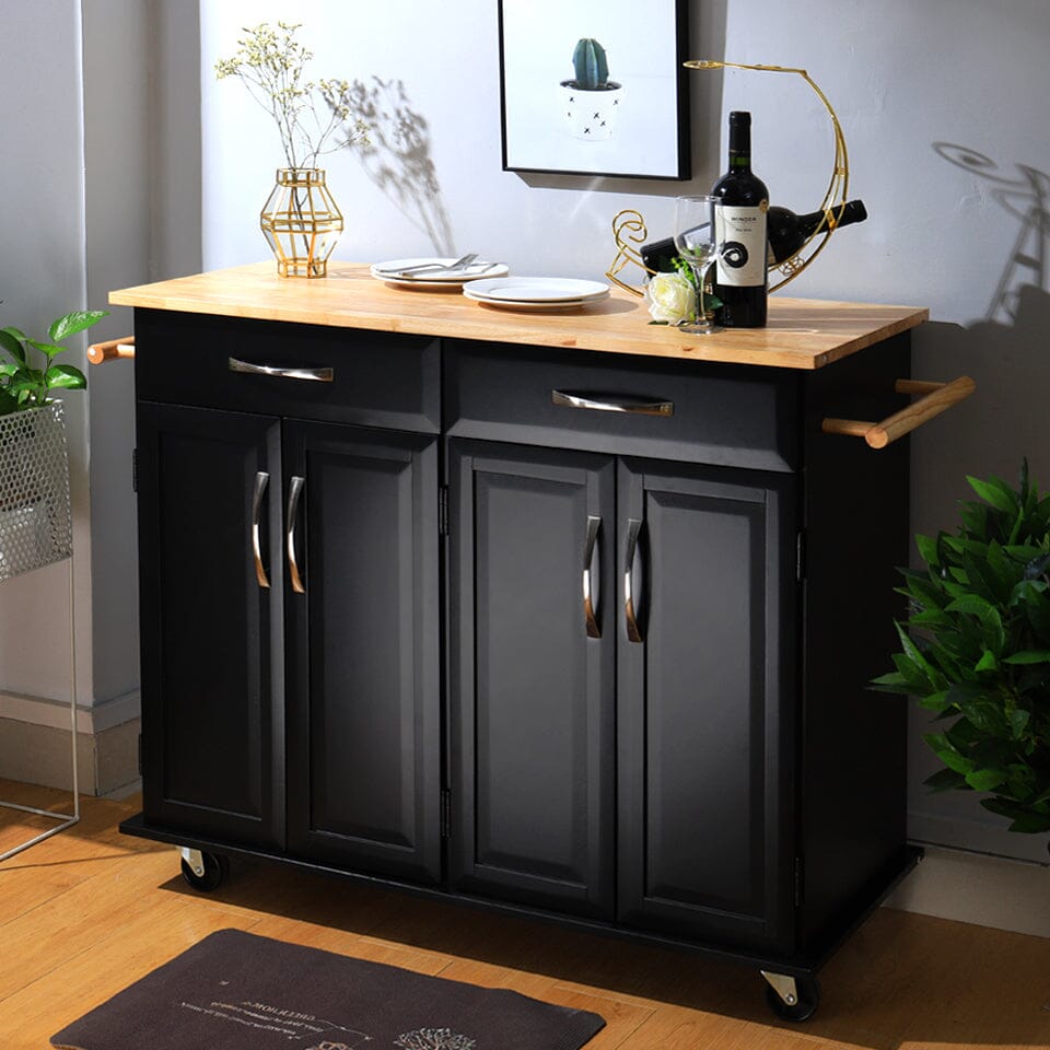 3ft Wooden Large Catering Trolley Cart Kitchen Cabinet with Drawer - House Comfort