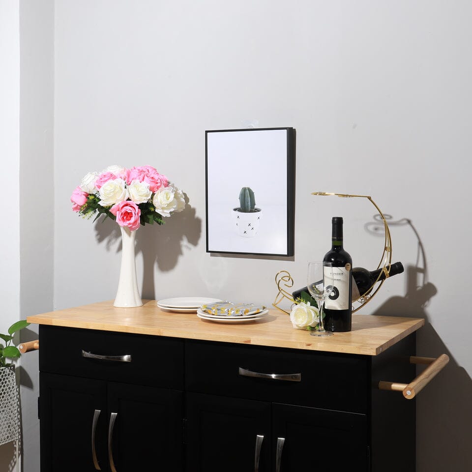 3ft Wooden Large Catering Trolley Cart Kitchen Cabinet with Drawer - House Comfort