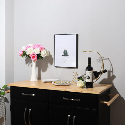 3ft Wooden Large Catering Trolley Cart Kitchen Cabinet with Drawer - House Comfort