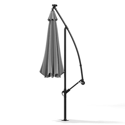 3M Cantilever Garden Parasols Light Grey Iron Banana Umbrella with LED Lights - House Comfort