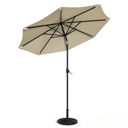 3M Garden Parasol Beige Patio Sun Umbrella Sunshade Canopy With Solar LED Lights - House Comfort