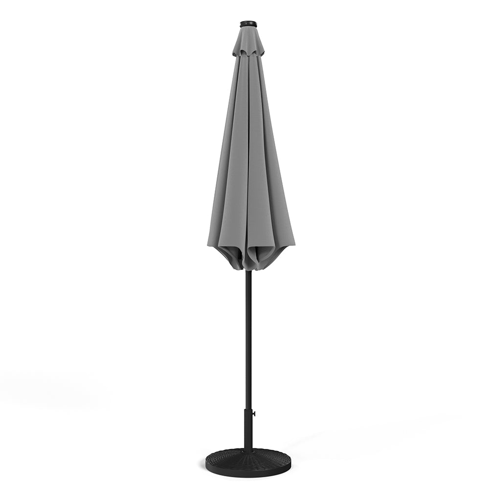 3M Garden Parasol Sun Umbrella Light Grey Iron With Solar LED Lights - House Comfort