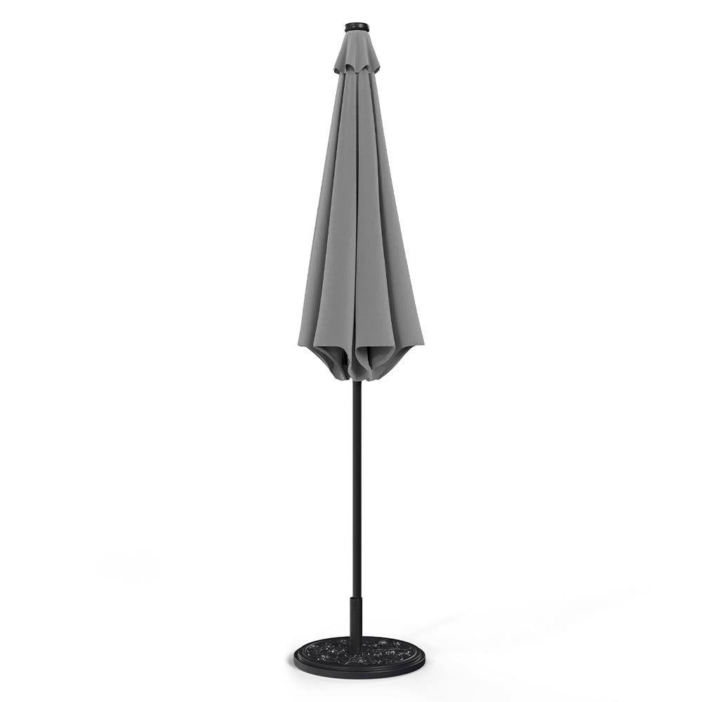 3M Garden Parasol Sun Umbrella Light Grey Iron With Solar LED Lights - House Comfort