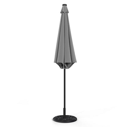 3M Garden Parasol Sun Umbrella Light Grey Iron With Solar LED Lights - House Comfort