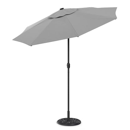 3M Garden Parasol Sun Umbrella Light Grey Iron With Solar LED Lights - House Comfort
