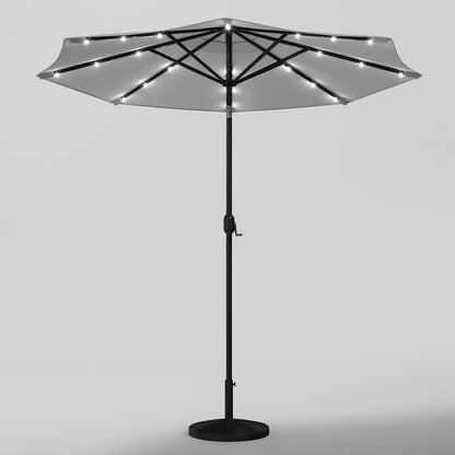 3M Garden Parasol Sun Umbrella Light Grey Iron With Solar LED Lights - House Comfort