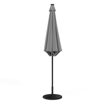 3M Garden Parasol Sun Umbrella Light Grey Iron With Solar LED Lights - House Comfort