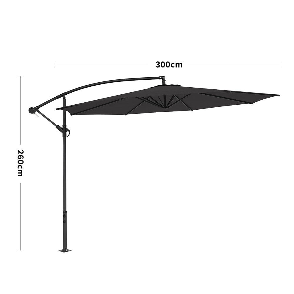 3M Sun Parasol Black Hanging Banana Umbrella - House Comfort