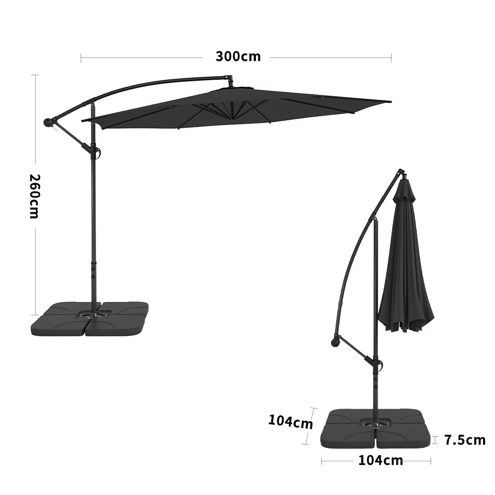 3M Sun Parasol Black Hanging Banana Umbrella - House Comfort