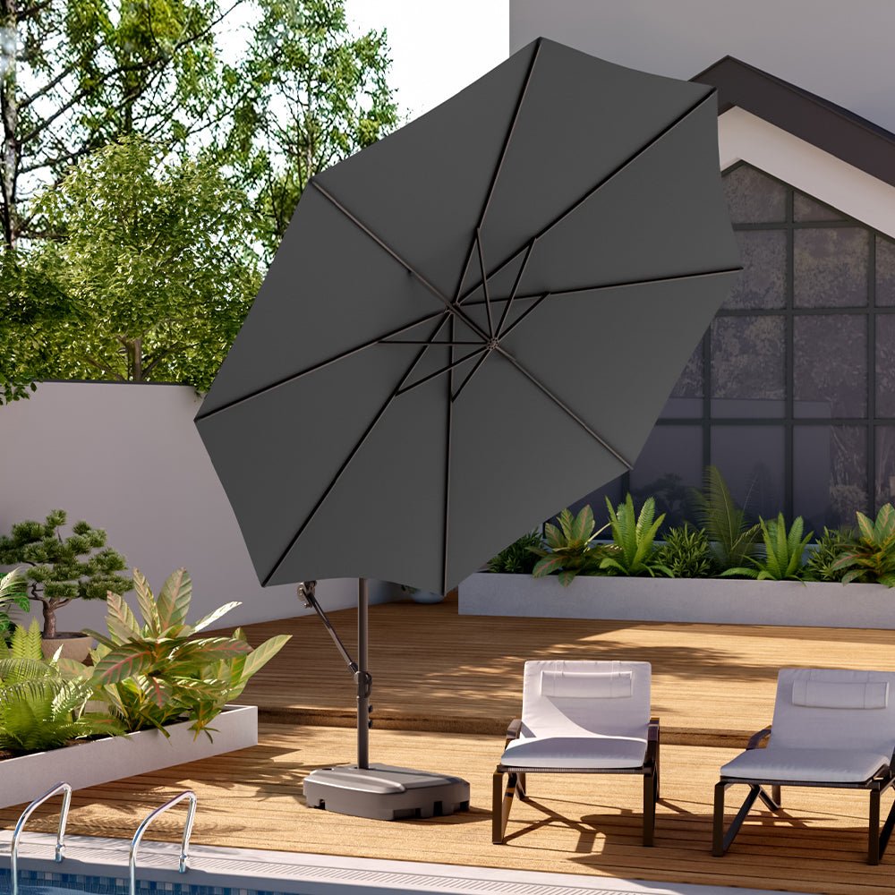 3M Sun Parasol Hanging Banana Umbrella Dark Grey - House Comfort