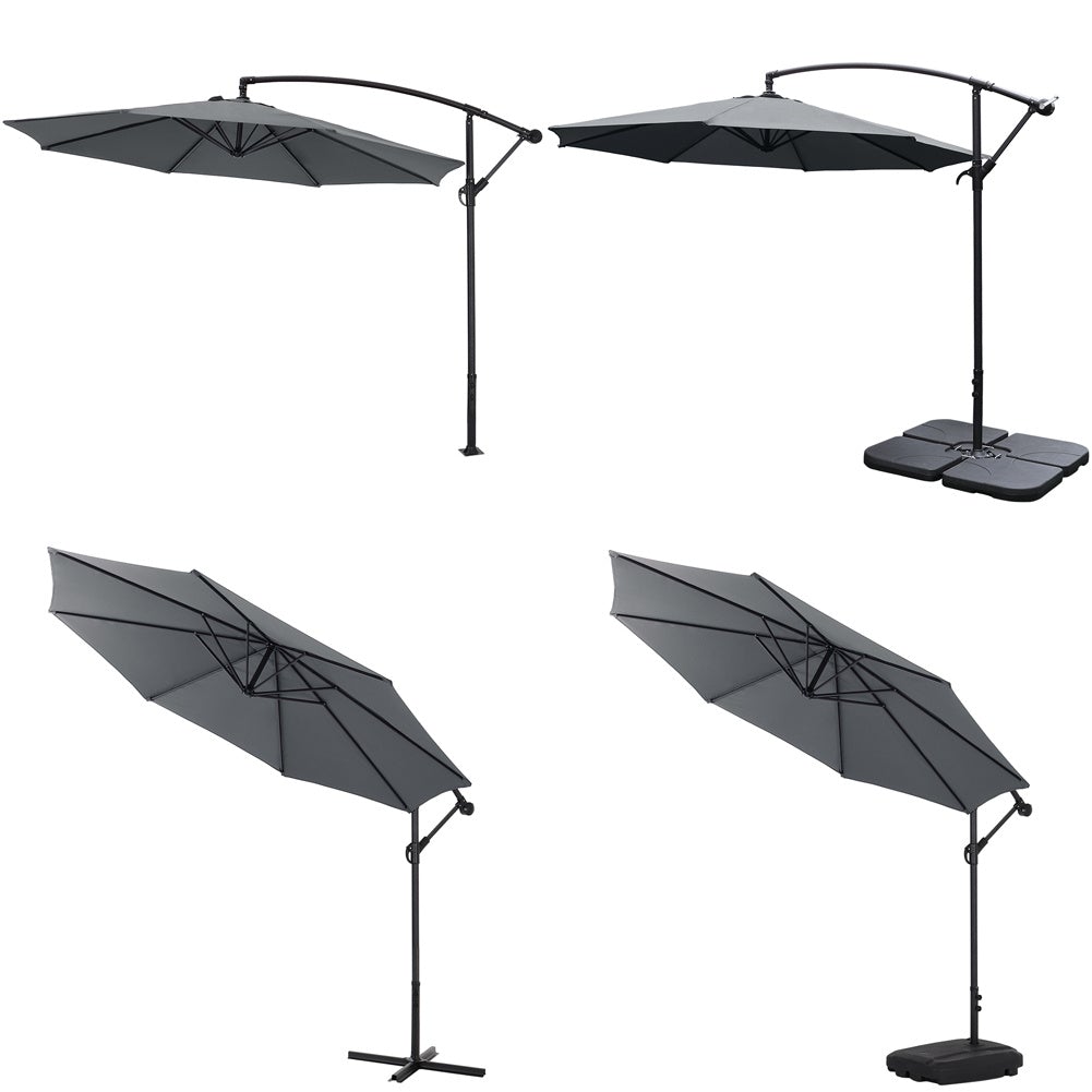 3M Sun Parasol Hanging Banana Umbrella Dark Grey - House Comfort