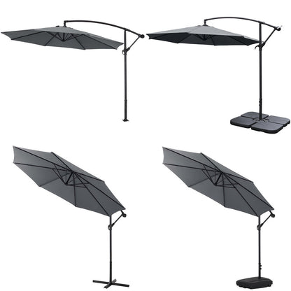 3M Sun Parasol Hanging Banana Umbrella Dark Grey - House Comfort