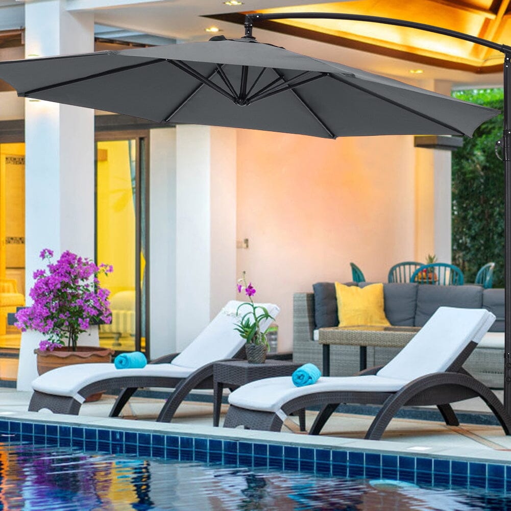 3M Sun Parasol Hanging Banana Umbrella Dark Grey - House Comfort