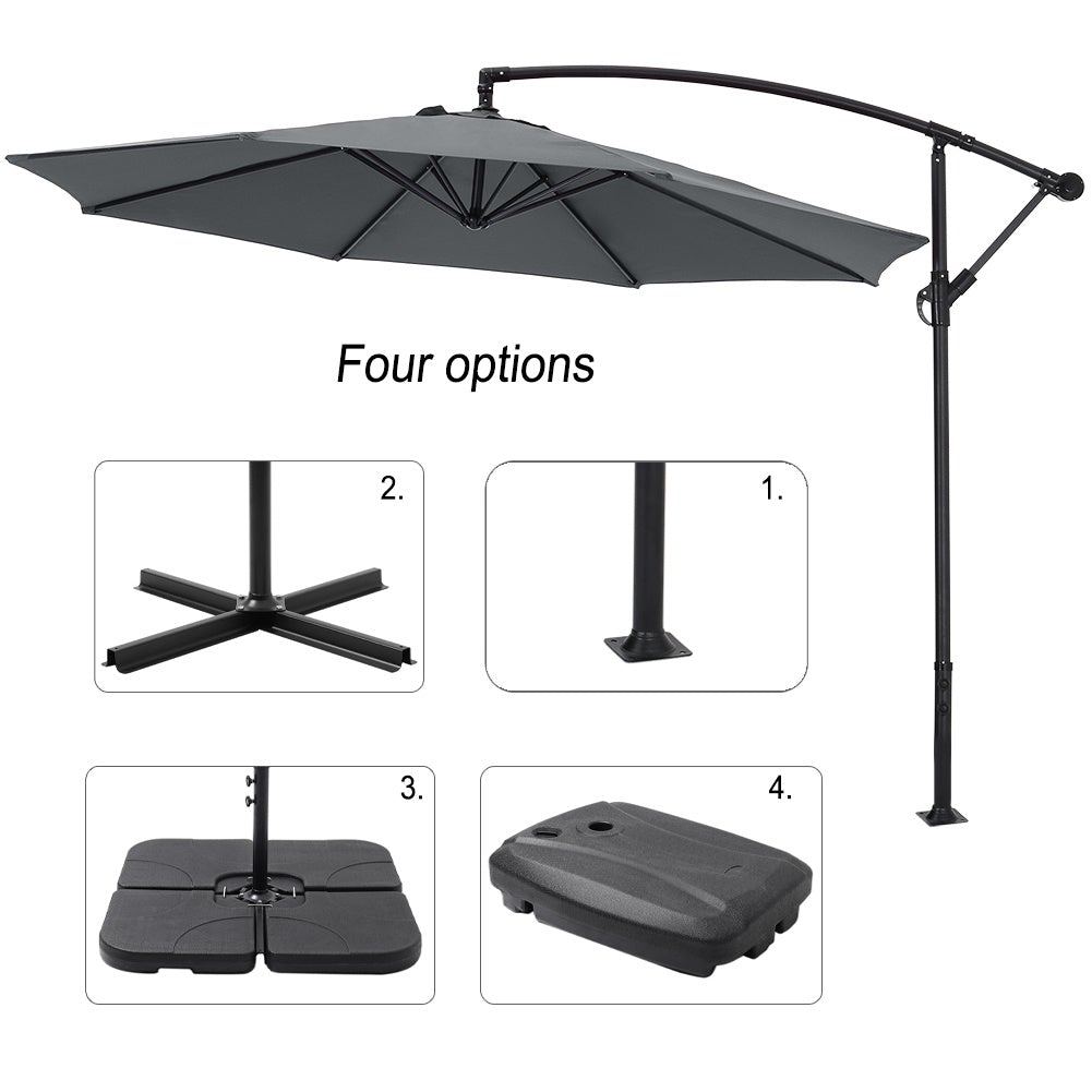 3M Sun Parasol Hanging Banana Umbrella Dark Grey - House Comfort