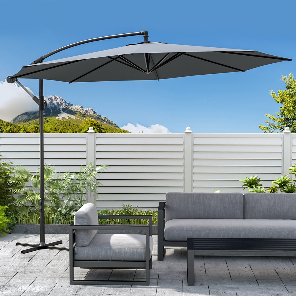 3M Sun Parasol Hanging Banana Umbrella Dark Grey - House Comfort